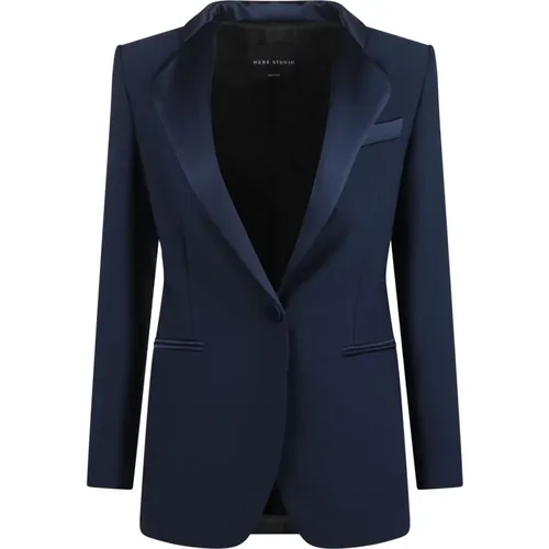 Klassischer Einreiher-Blazer , Damen, Größe: M - Hebe Studio - Modalova