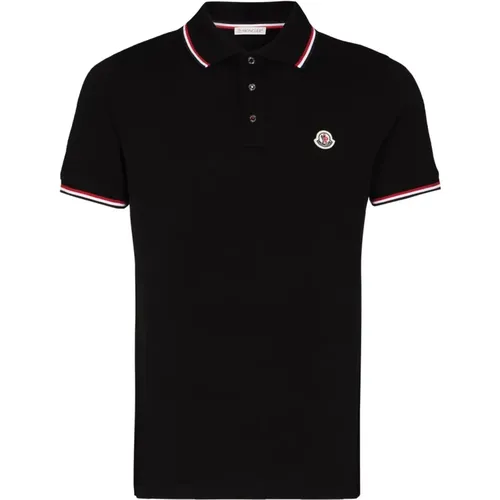 Klassisches Schwarzes Polo Shirt mit Logo , Herren, Größe: XL - Moncler - Modalova