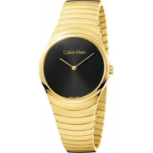 Elegant Quartz Watch with Black Dial and Steel Case , female, Sizes: ONE SIZE - Calvin Klein - Modalova