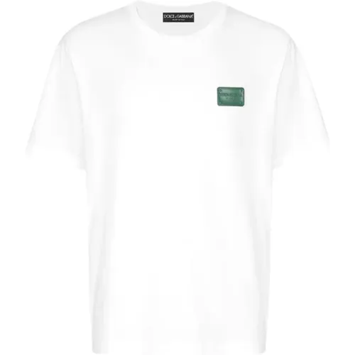 Majolica Cotton T-Shirt , male, Sizes: L, S - Dolce & Gabbana - Modalova