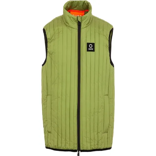 Grüne Nylon-Ärmellose Jacke , Herren, Größe: L - Suns - Modalova