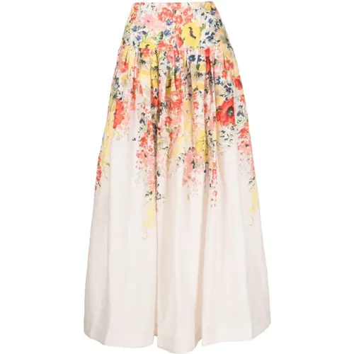 Alight Midi Skirt Ivory Floral , female, Sizes: M - Zimmermann - Modalova