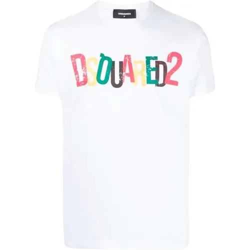 Multicolor Logo Print T-Shirt , male, Sizes: L, S - Dsquared2 - Modalova