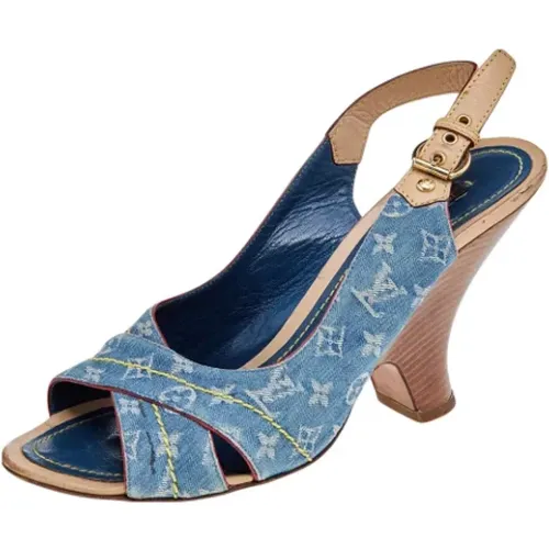 Pre-owned Denim sandals , female, Sizes: 5 1/2 UK - Louis Vuitton Vintage - Modalova
