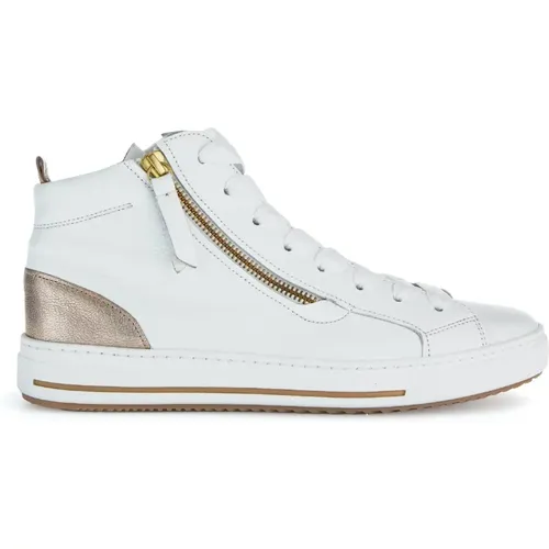 Weiße/irisierte Leder-High-Top-Sneaker , Damen, Größe: 41 EU - Gabor - Modalova