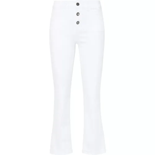 Weiße Bootcut Jeans mit Logo-Plakette , Damen, Größe: W28 - Liu Jo - Modalova