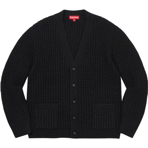 Schwarzer Waffelstrick-Cardigan Limited Edition , Herren, Größe: M - Supreme - Modalova