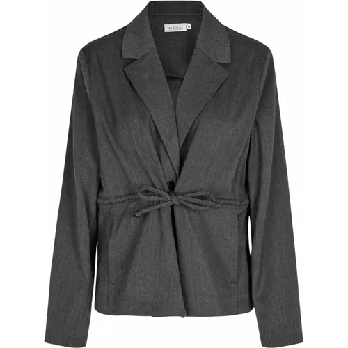 Graue Melange Jacke mit Gürtel , Damen, Größe: M - Masai - Modalova