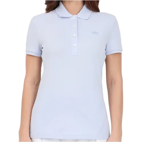 Damen Polo Shirt in Hellblau mit Logo Patch,Stretch-Baumwoll-Poloshirts,Polo Shirts - Lacoste - Modalova