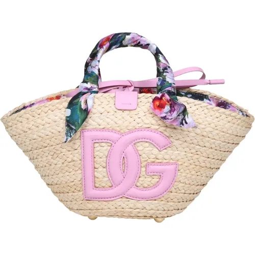 Kendra Raffia Shoppingtasche mit Logo - Dolce & Gabbana - Modalova