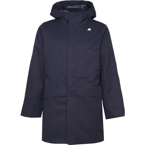 Navy Trenchcoat mit Kapuze , Herren, Größe: L - K-way - Modalova