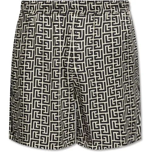 Shorts mit Monogramm , Herren, Größe: M - Balmain - Modalova