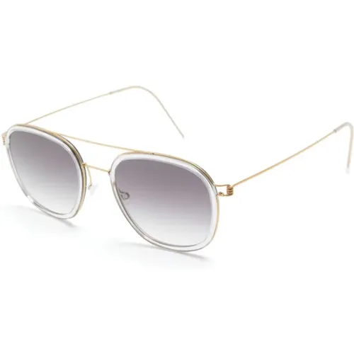 Gold Sunglasses for Everyday Use , unisex, Sizes: 50 MM - lindbergh - Modalova