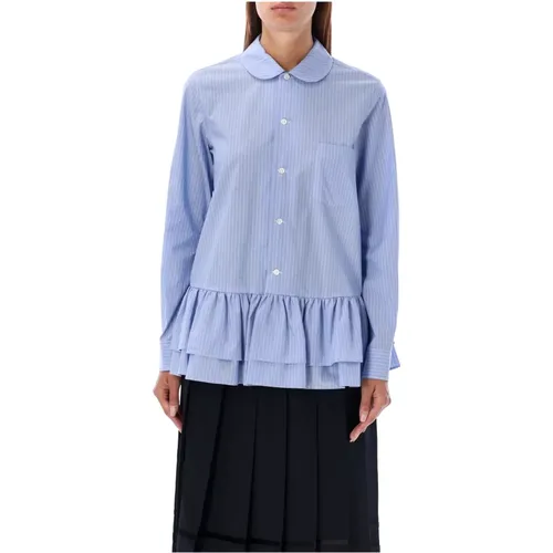 Gerüschte Gestreifte Bluse Blau/Weiß - Comme des Garçons - Modalova