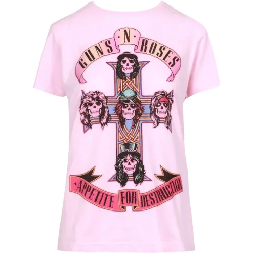 Roses Guns'n'Roses Print Baumwoll T-Shirt , Damen, Größe: L - Aniye By - Modalova