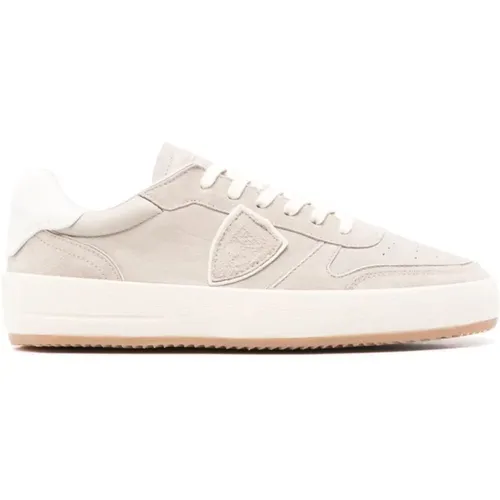 Graue Low-Top-Sneakers für Männer , Herren, Größe: 43 EU - Philippe Model - Modalova