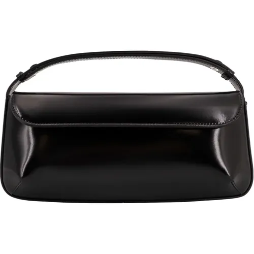 Schwarze Lederhandtasche mit Klappenverschluss , Damen, Größe: ONE Size - Courrèges - Modalova