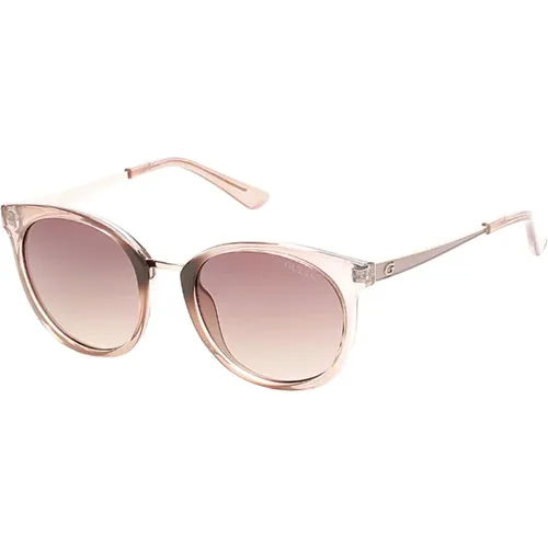 Transparente Rose/Braun Getönte Sonnenbrille , Damen, Größe: 52 MM - Guess - Modalova