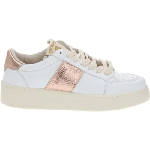 Leder Damen Tennissneakers Weiß/Bronze - SAINT SNEAKERS - Modalova