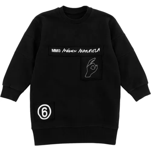 Schwarzes Baumwollkleid mit langen Ärmeln - MM6 Maison Margiela - Modalova