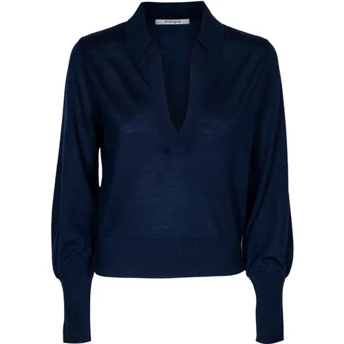 Merinowolle Damen Polo Pullover , Damen, Größe: S - Kangra - Modalova