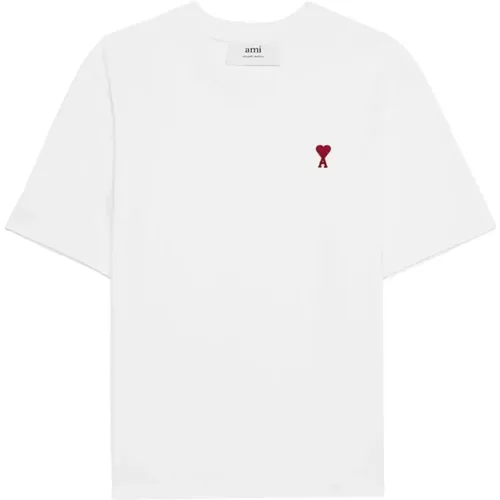 Logo-embroidered cotton T-shirt , female, Sizes: 2XS - Ami Paris - Modalova
