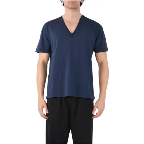 Cotton V-neck T-shirt regular fit , male, Sizes: L, 2XL, S - Mauro Grifoni - Modalova
