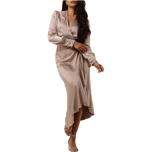 Taupe Satin Kleid für Fashionistas , Damen, Größe: M - Notre-v - Modalova