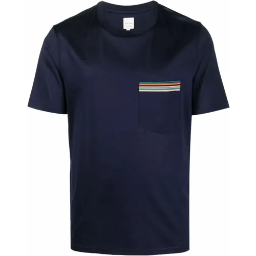 Blau Crew Neck T-shirt Klassisches Design , Herren, Größe: XL - Paul Smith - Modalova