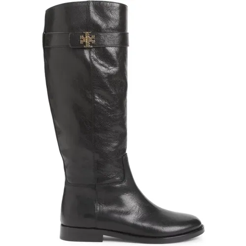 Schwarzer Reitstiefel mit T-Lock Design - TORY BURCH - Modalova