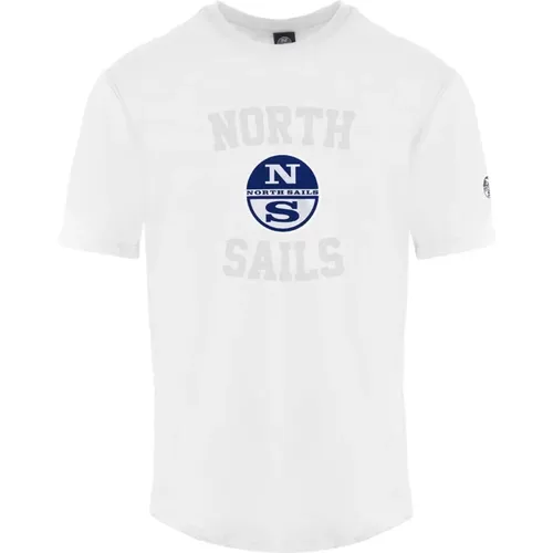 Weiße Crewneck T-Shirt mit Frontdruck , Herren, Größe: XL - North Sails - Modalova
