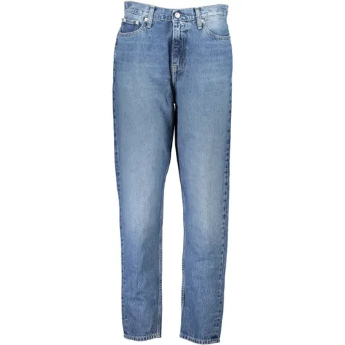 Denim Mom Jeans Blau Gewaschen Logo , Damen, Größe: W24 L30 - Calvin Klein - Modalova