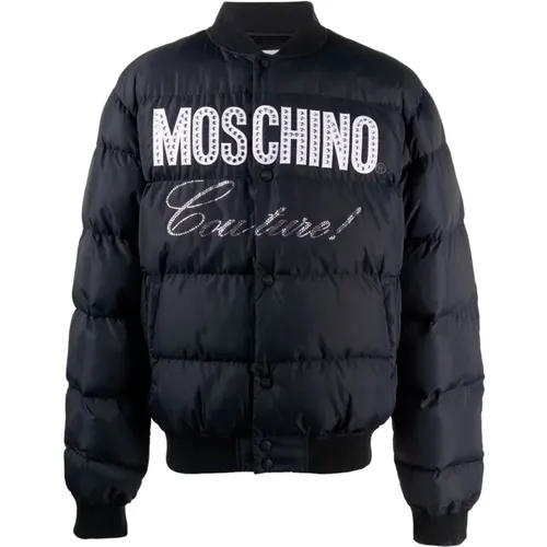 Logo Crystal Embroidered Jacket , male, Sizes: L - Moschino - Modalova