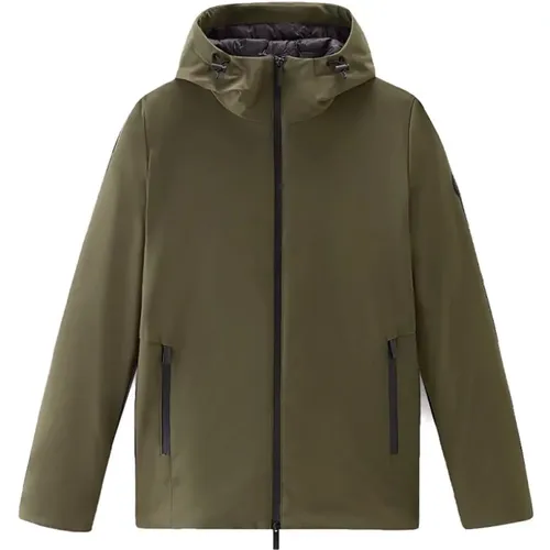 Men Military Soft S Jacket with Hood , male, Sizes: M, XL, L - Woolrich - Modalova