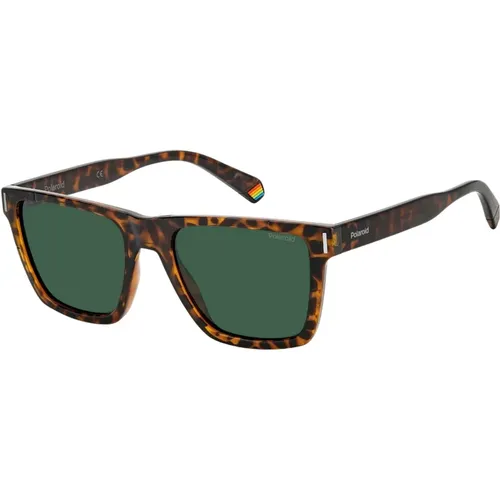 Dark Havana/Green Sunglasses , male, Sizes: 54 MM - Polaroid - Modalova