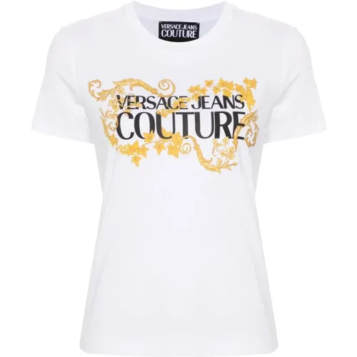 Logo Print Baumwoll T-shirt - Versace Jeans Couture - Modalova