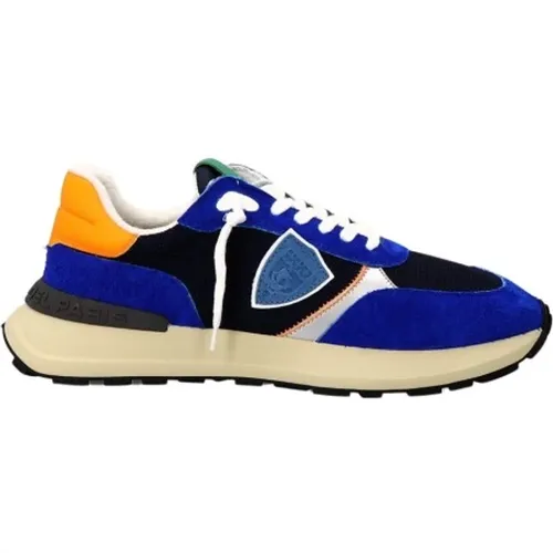 Blau Technische Stoff Sneakers mit Wildleder , Herren, Größe: 42 EU - Philippe Model - Modalova