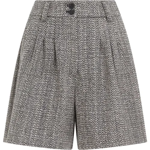 Gefaltete Herringbone Kurze Hose,Plissierte Herringbone Wollshorts - Golden Goose - Modalova