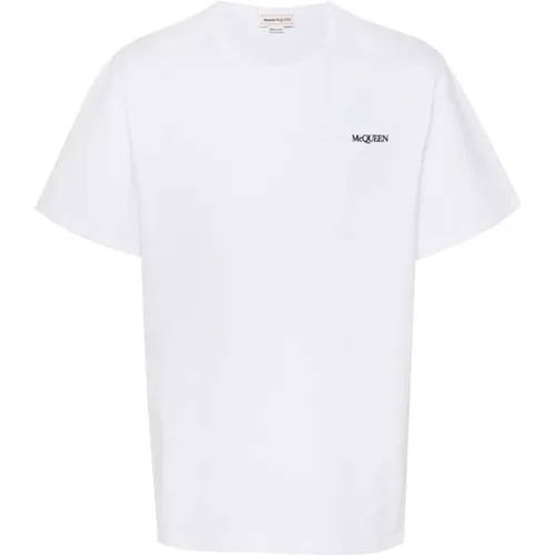 Logo Weißes T-Shirt mit Kurzen Ärmeln , Herren, Größe: M - alexander mcqueen - Modalova
