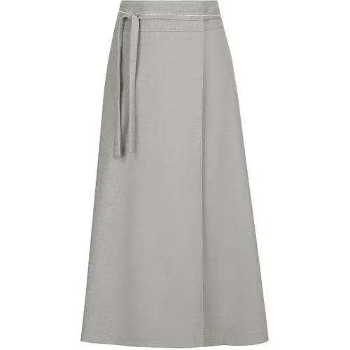 Flannel Wrap Skirt with Contrast Belt , female, Sizes: L, XL - PESERICO - Modalova