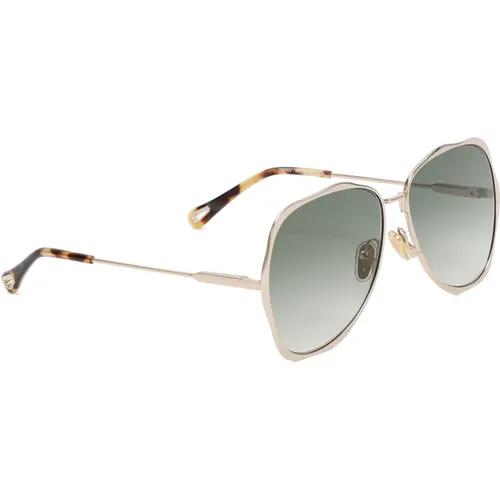 Gold Gradient Grüne Sonnenbrille , Damen, Größe: 60 MM - Chloé - Modalova