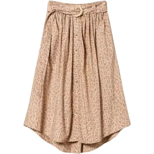 Animal Print Ginger Root Skirt , female, Sizes: M - Twinset - Modalova