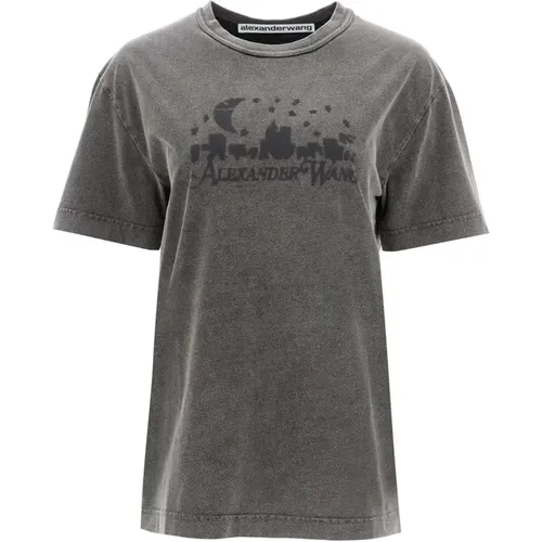 Vintage Skyline Distressed T-Shirt - alexander wang - Modalova