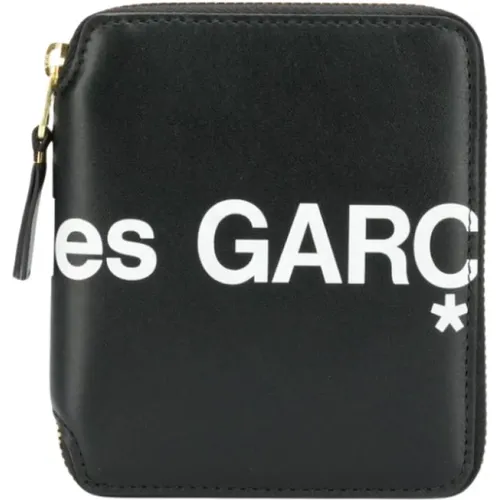 Schwarze Lederbrieftasche mit Reißverschluss,Schwarzes Leder Reißverschlussbrieftasche - Comme des Garçons - Modalova