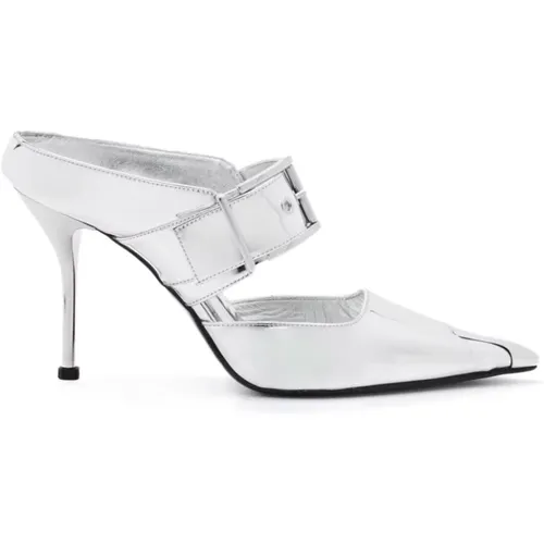 Silver Leather Sandals with High Heel , female, Sizes: 5 UK, 4 1/2 UK - alexander mcqueen - Modalova