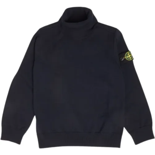 Blauer Pullover Hoher Kragen Logo-Detail - Stone Island - Modalova