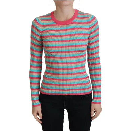 Striped Silk Sweater , female, Sizes: S, XL, L, 3XS - Dolce & Gabbana - Modalova