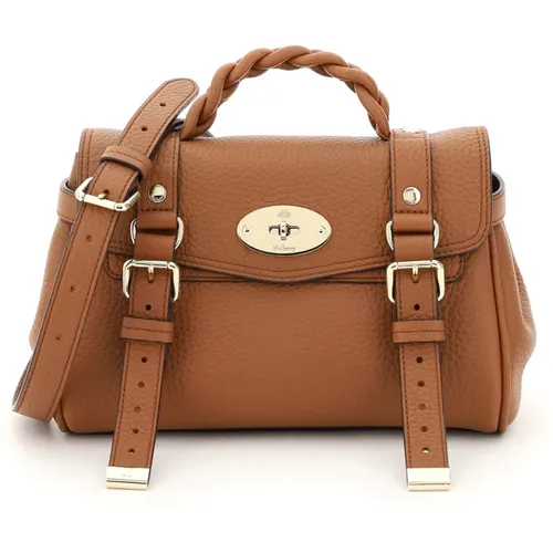 Alexa Genarbte Leder Mini Tasche - Mulberry - Modalova