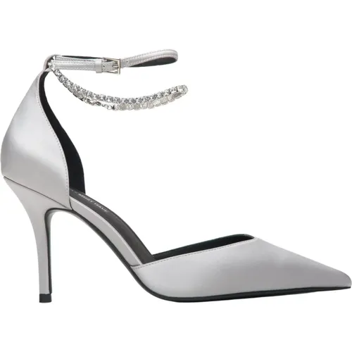 Damen Graue Pumps mit Spitzer Zehenpartie und Kristallen MustHave Er00114244 - Estro - Modalova