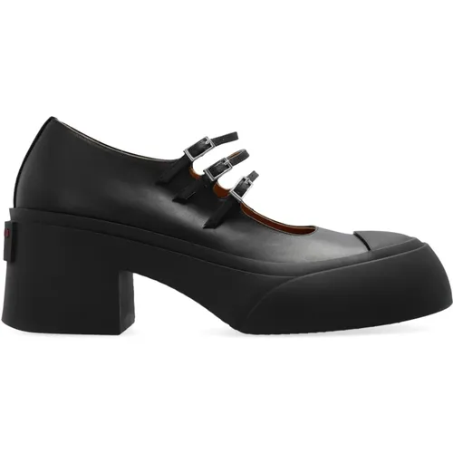 Leather Pumps with Adjustable Buckle Straps , female, Sizes: 3 UK - Marni - Modalova